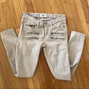 Paige Khaki Motorcycle Jeans - Size 28